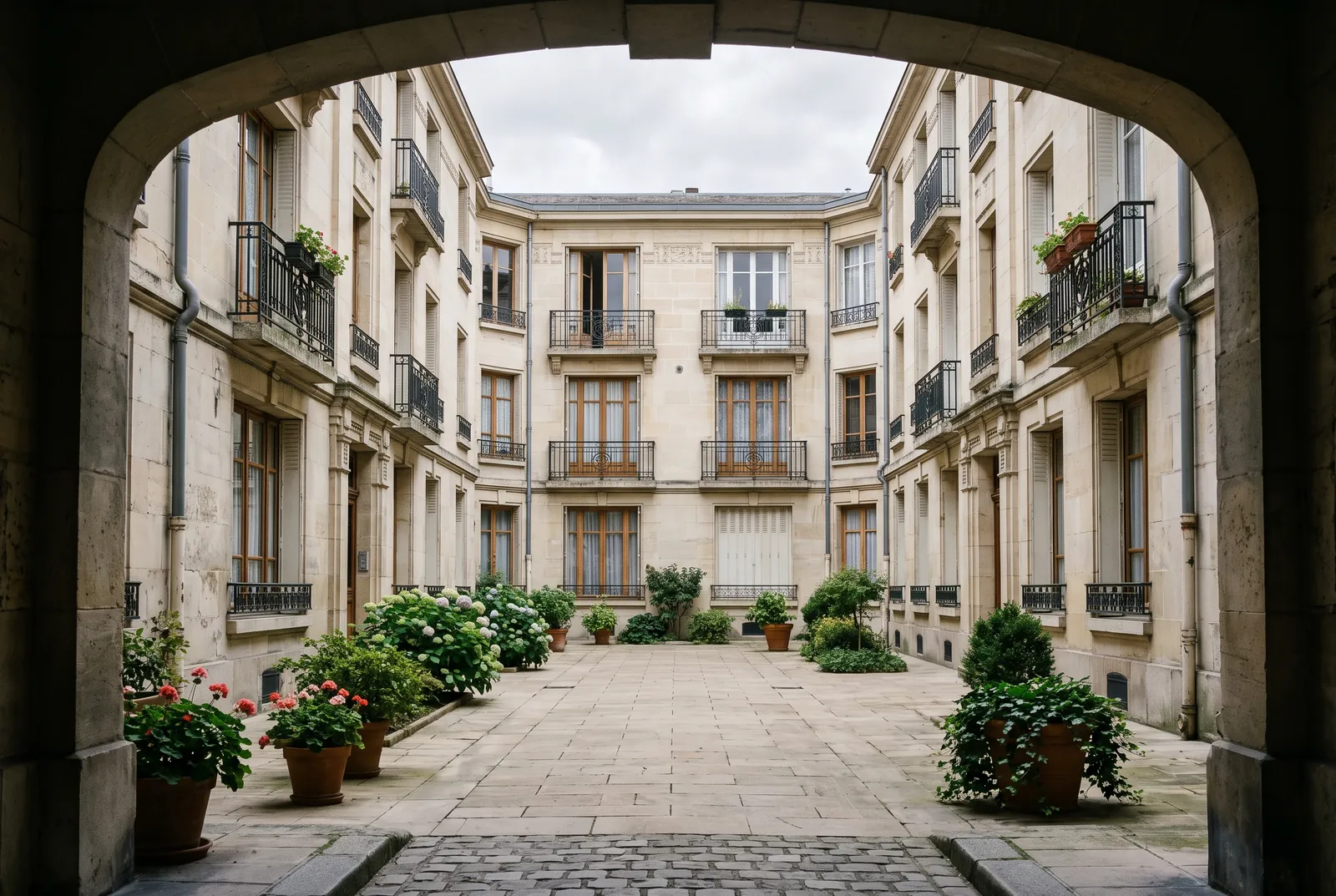 Cour intérieure d'un immeuble à Reims